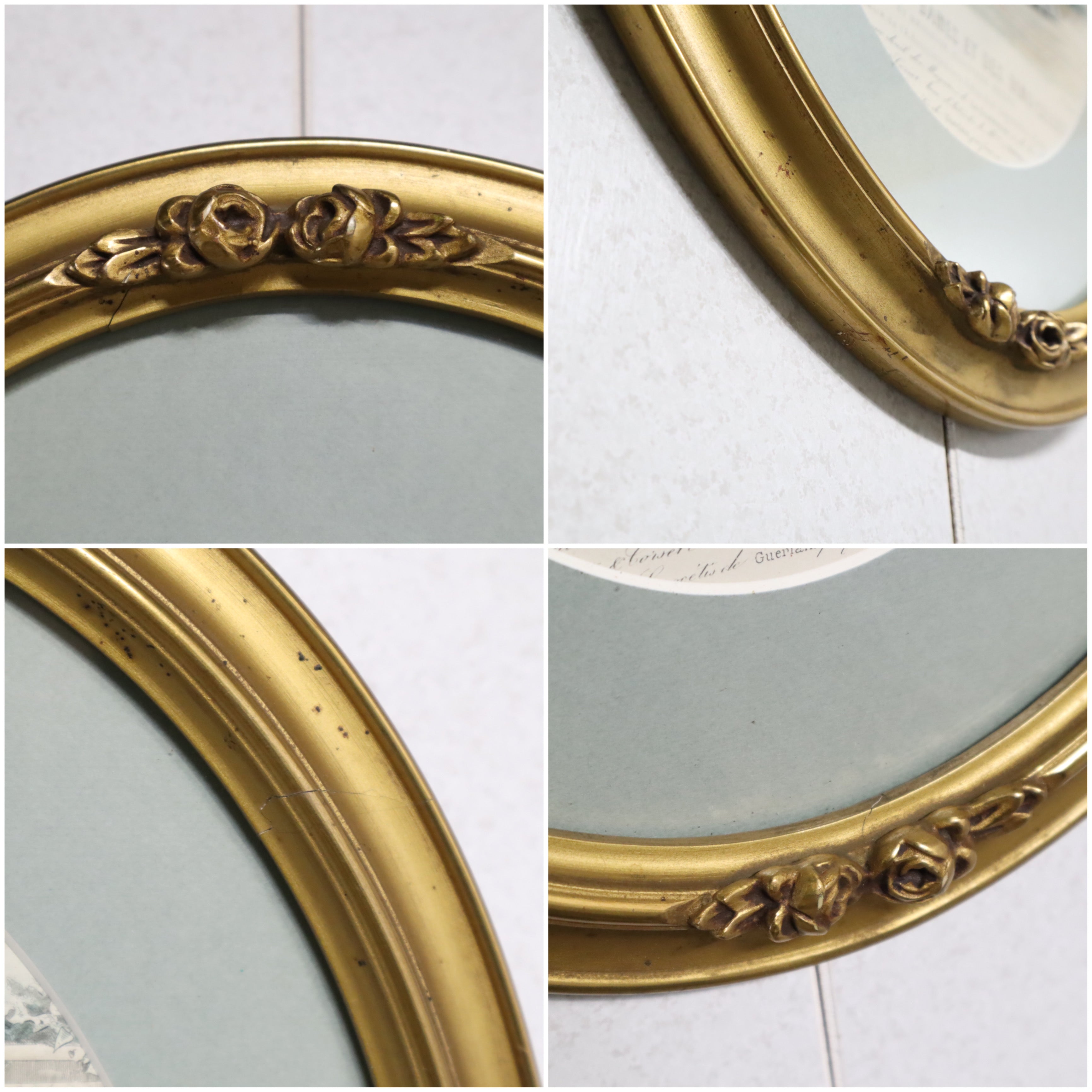 ⭐️【BEA1】在庫処分お値下げ✨バリ島エレファント絵画￼✨木製の彫刻フレーム付き 額縁 アンティークフレーム イギリス 木製 木彫り 楕円形 絵画