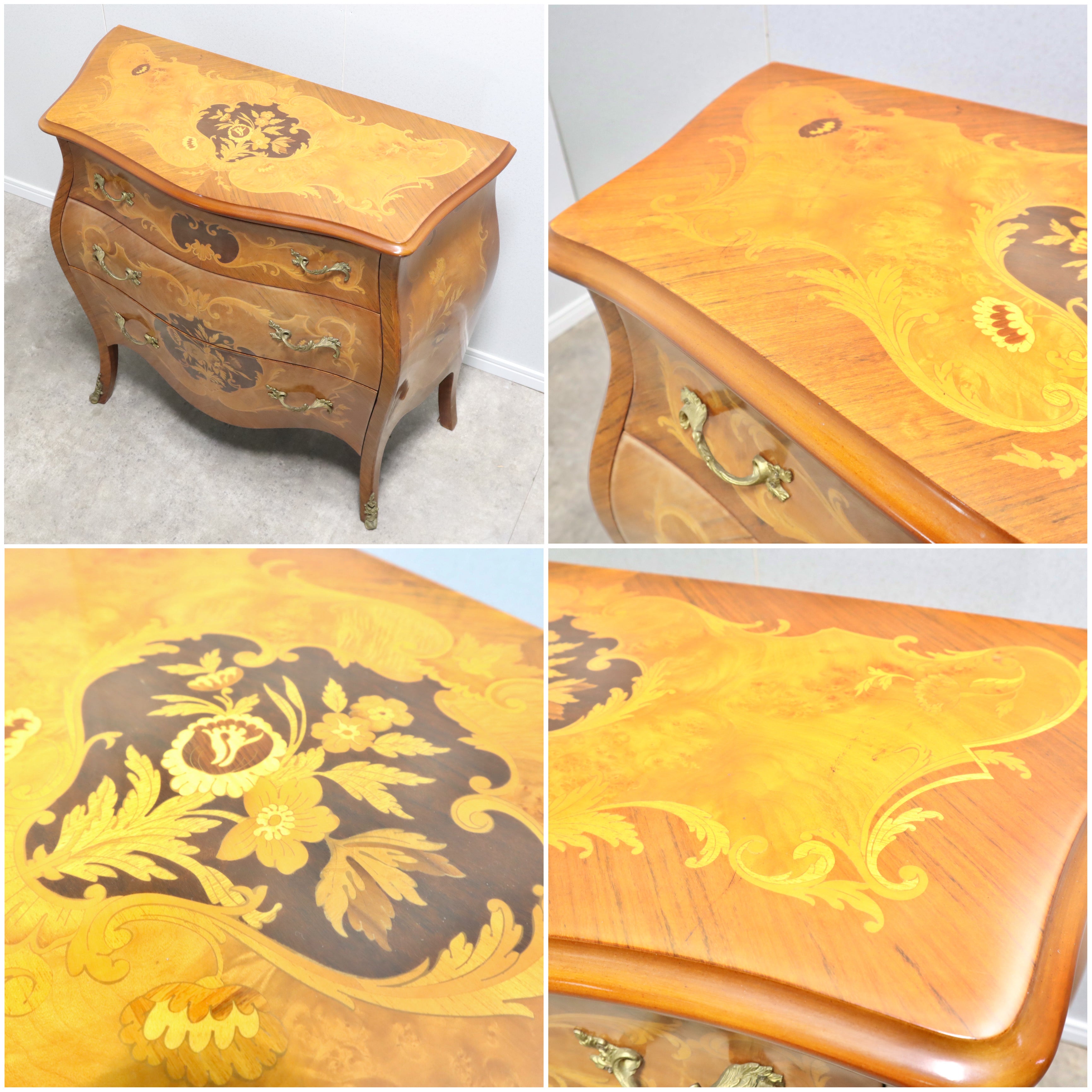 美品■イタリア■マルコーニアルテ社製■7段ハイチェスト■猫脚■象嵌細工■伝統工芸 イタリアの高級家具メーカーMARCONI ARTE(マルコーニアルテ)の7段