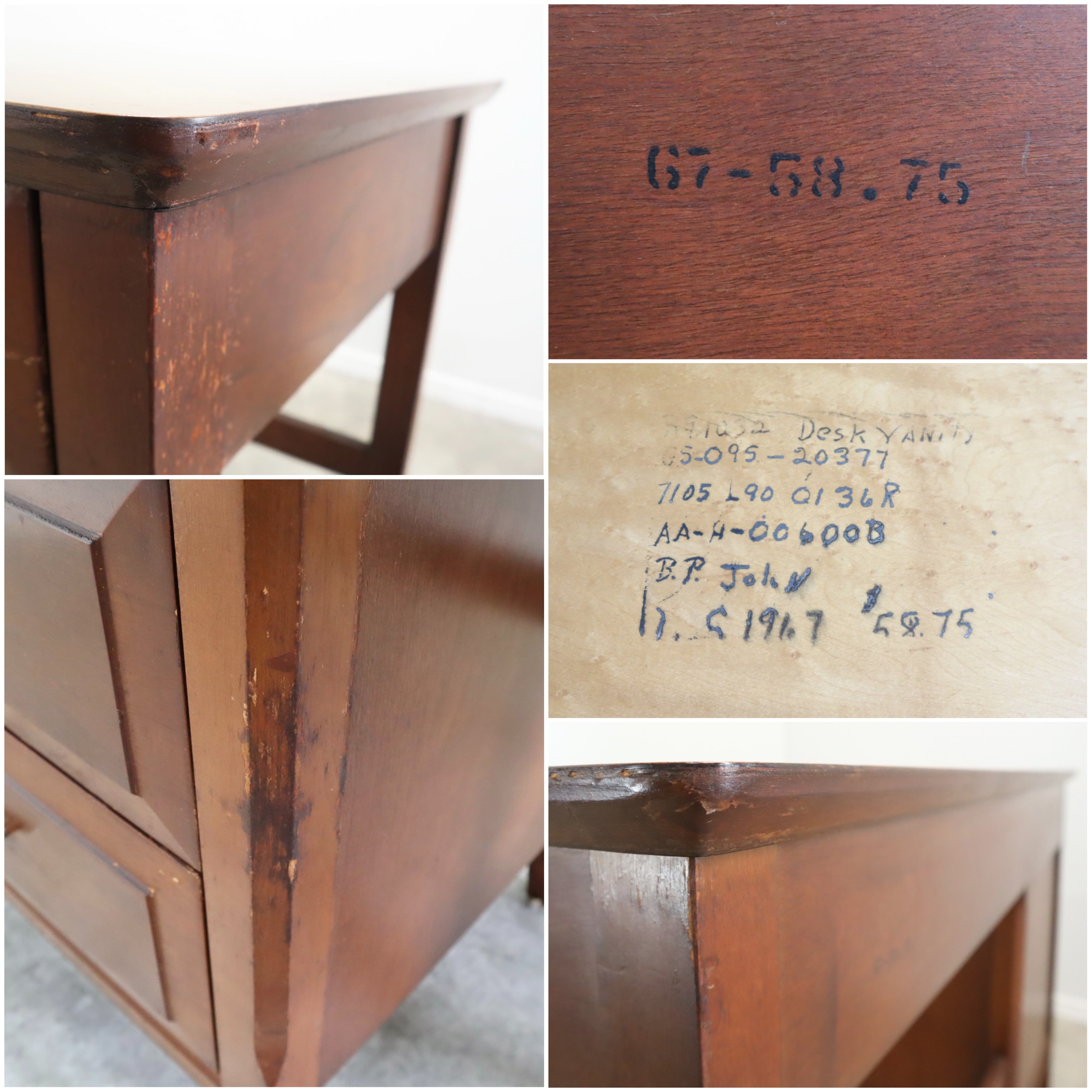 アンティーク木製テーブル　米軍払い下げ メープルデスク 米軍払い下げ 1960年代 デスクのみ GILLESPIE製