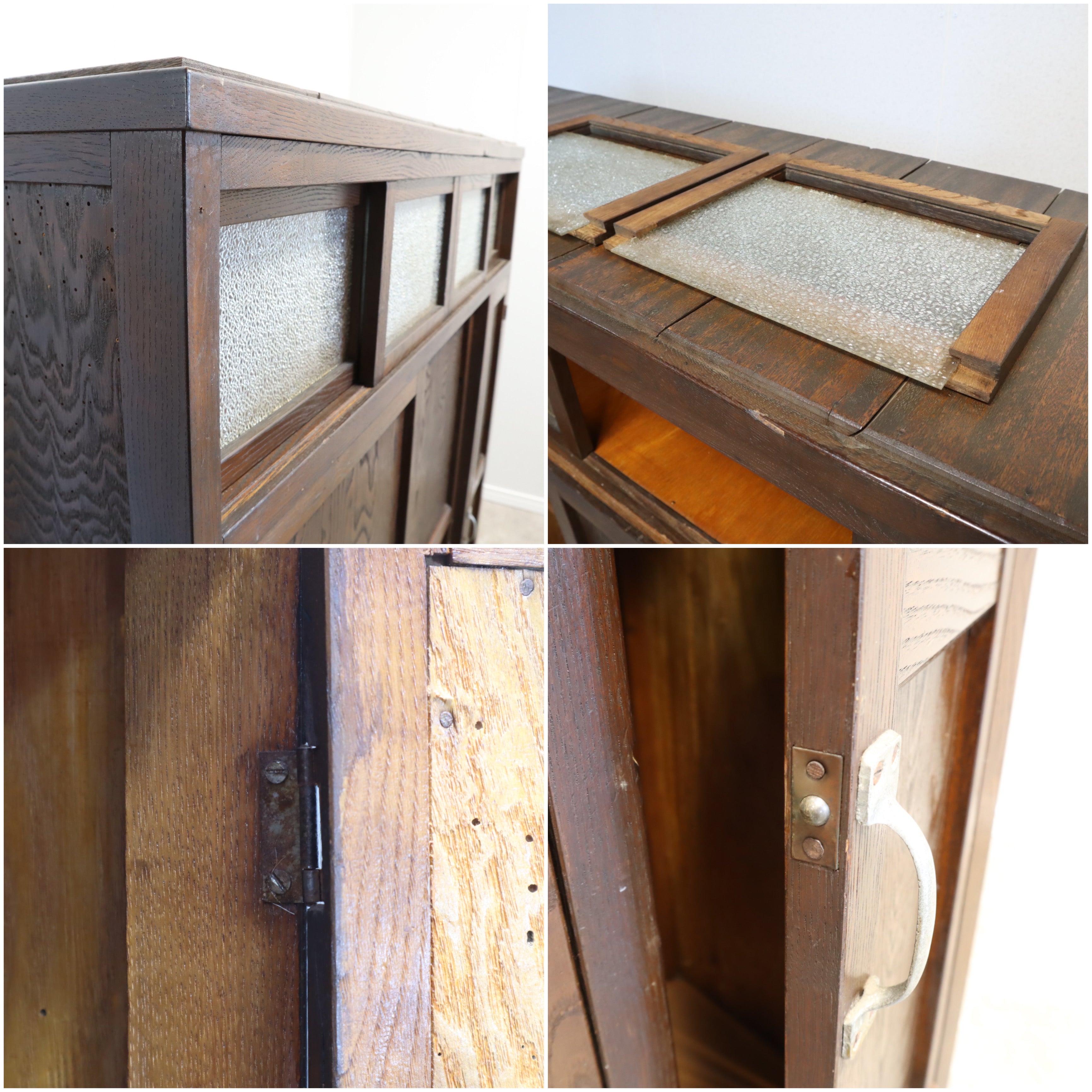 木製下駄箱 古家具 昭和レトロ 大正ロマン 収納 ダイヤガラス 和モダン