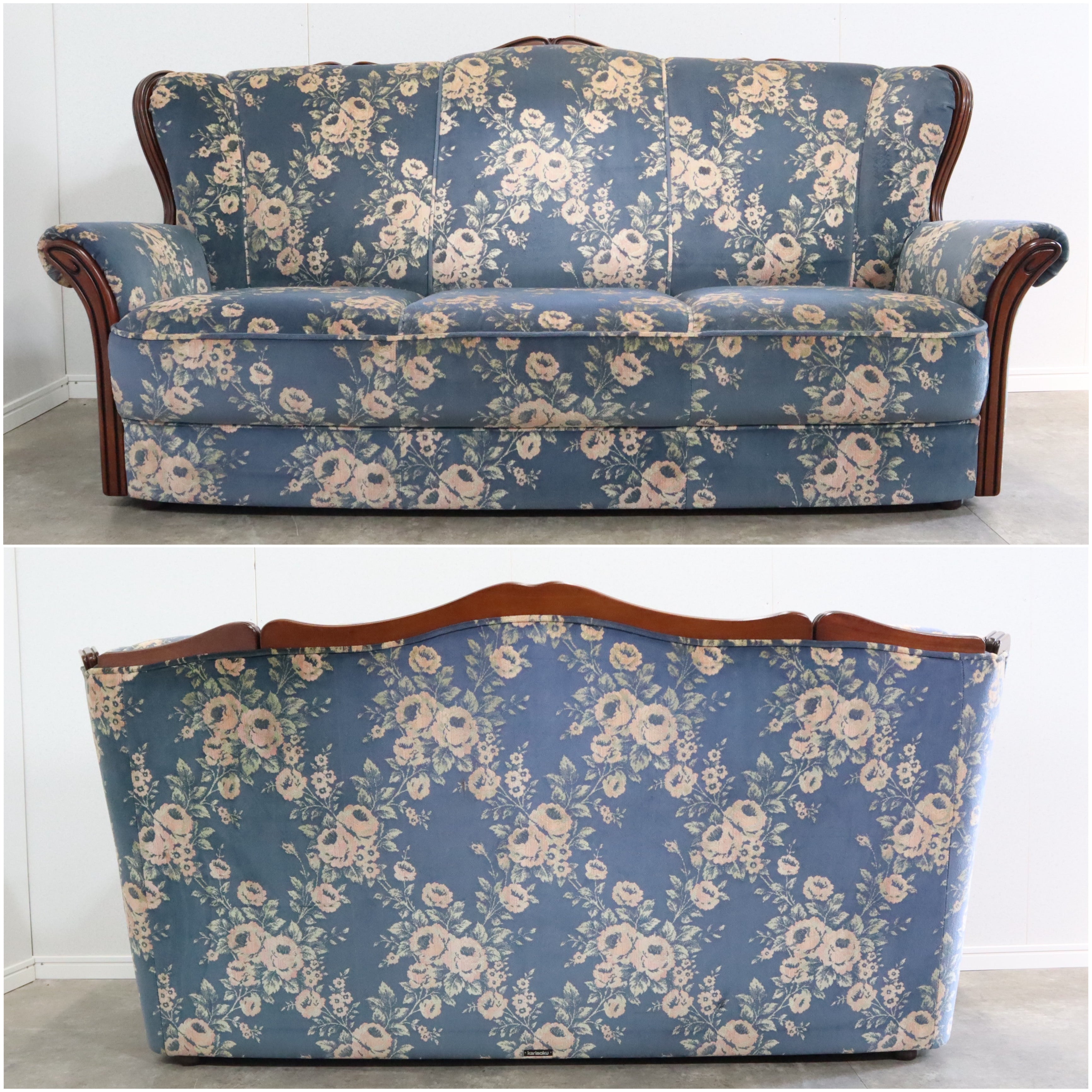 【美品】karimoku 2人掛けソファ 花柄 カリモク コロニアル karimoku カリモク コロニアル 2人掛けソファ 花柄カントリー