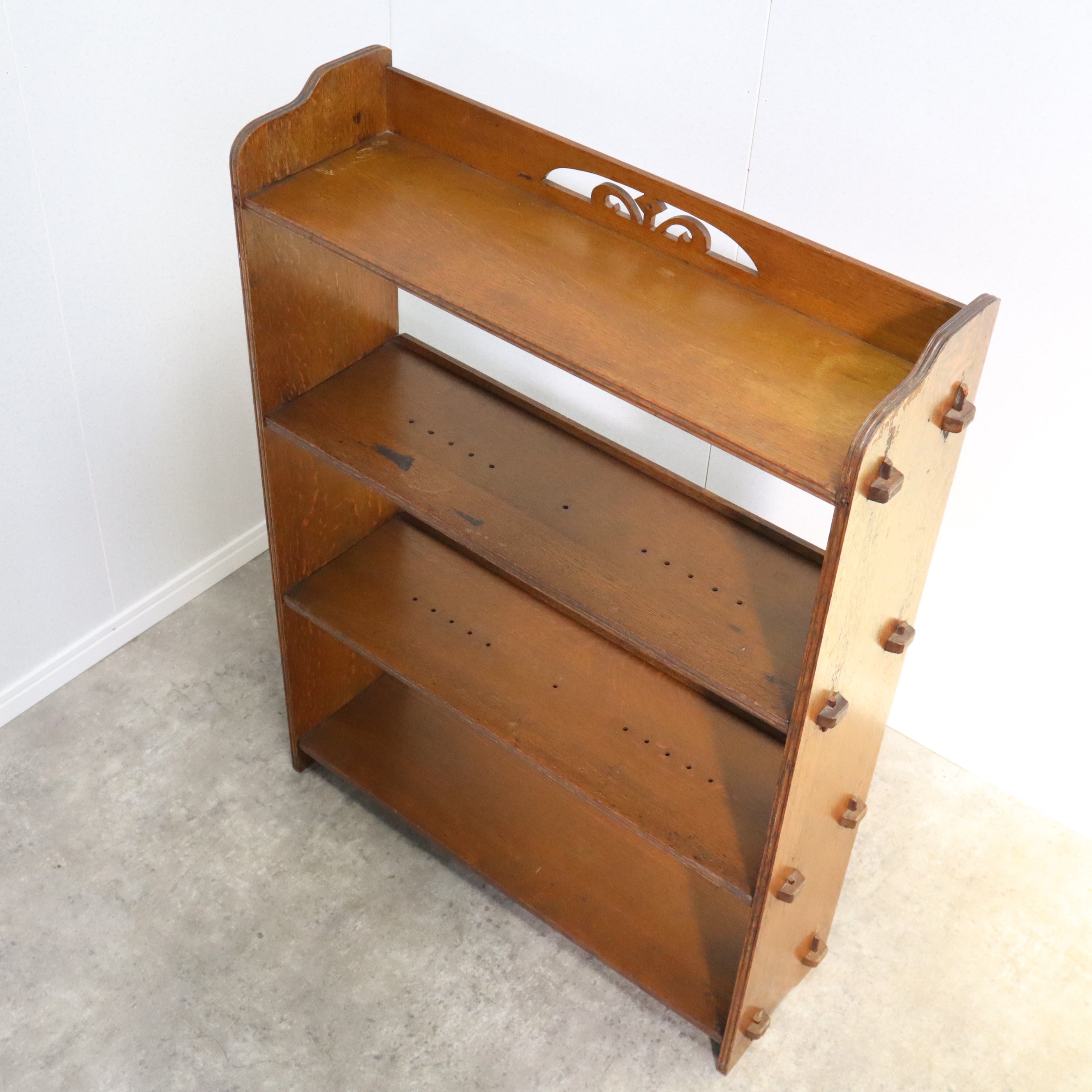 アンティーク 木製 本棚 ブックシェルフ 飾り棚 陳列棚 ナラ材