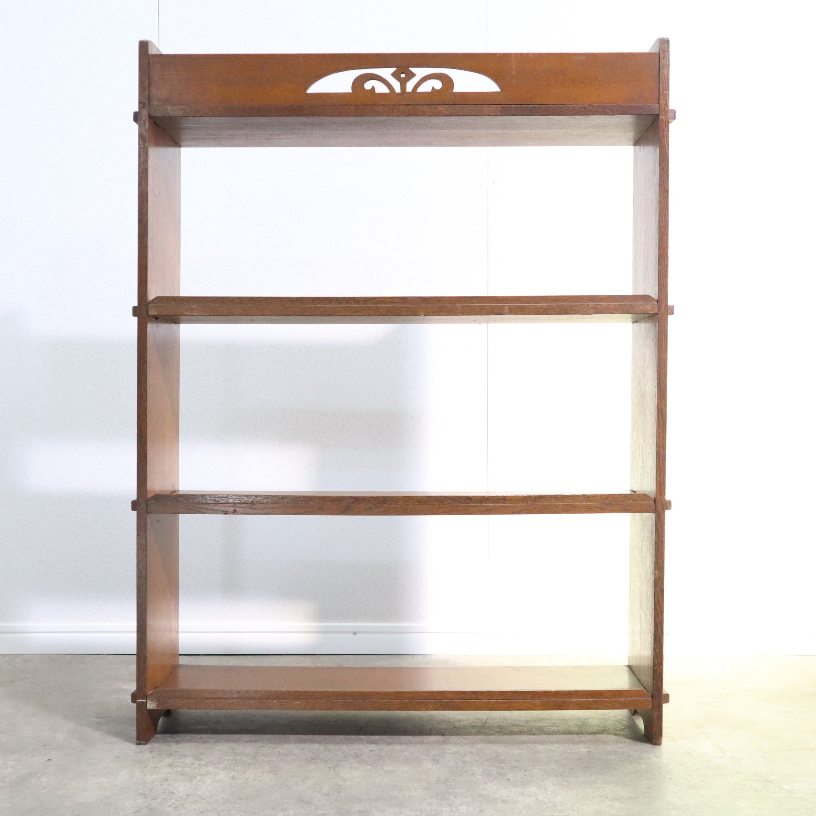 アンティーク 木製 本棚 ブックシェルフ 飾り棚 陳列棚 ナラ材 古家具