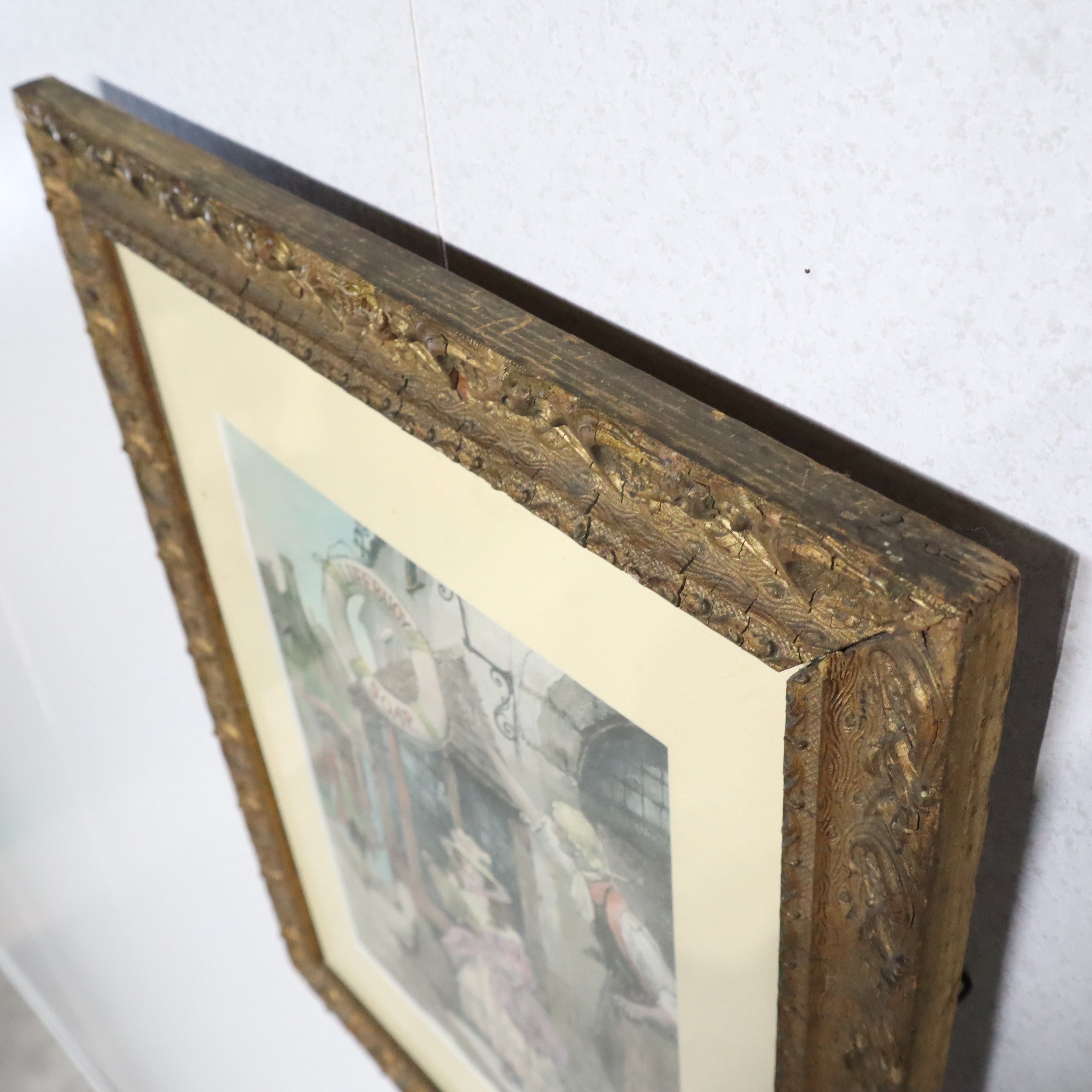 額縁 アンティークフレーム イギリス 木製 木彫り 四角形 絵画