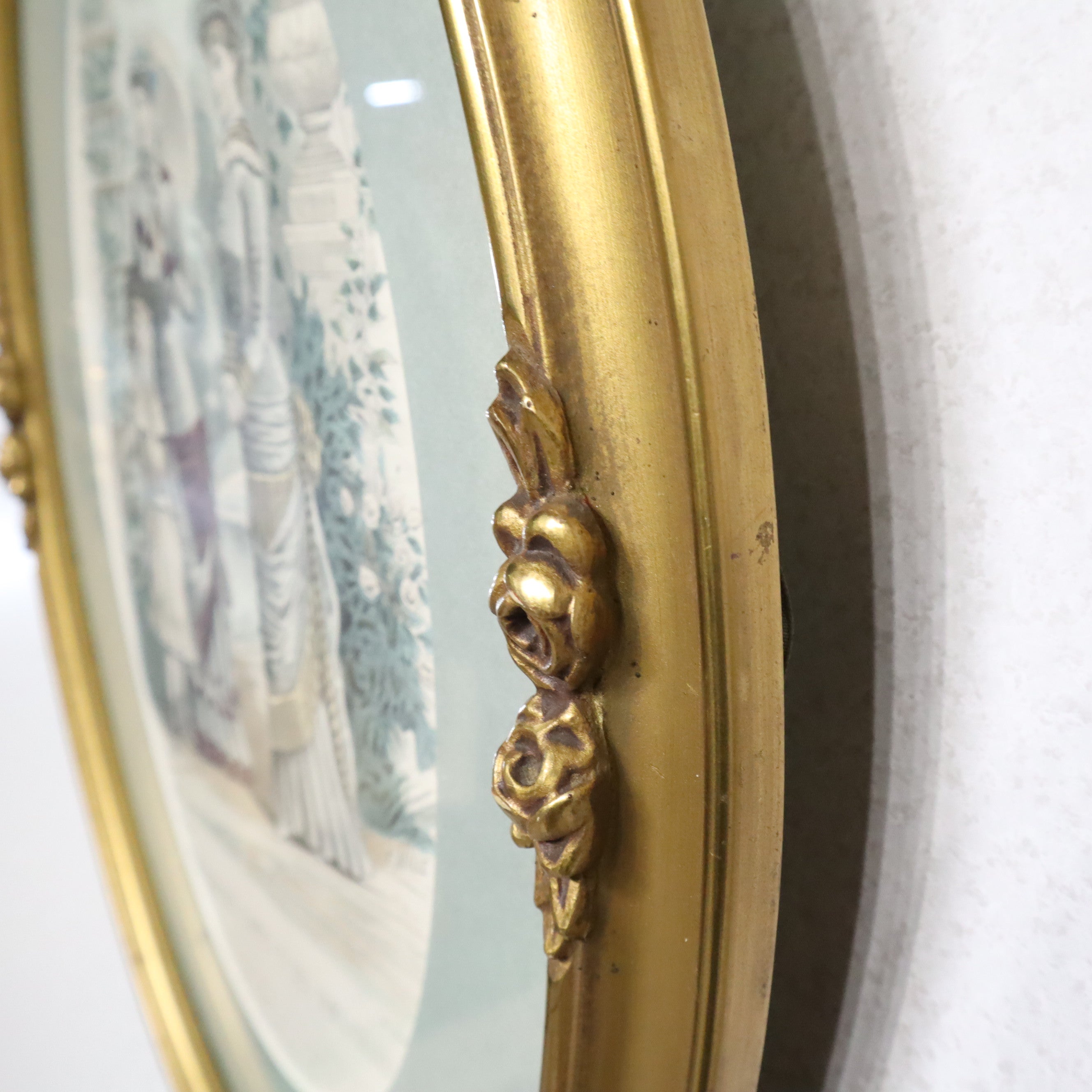 ANTIQUE＊/アンティーク＊　　☆絵画★　楕円形フレーム 木製ベースのアンティーク楕円形額縁、絵画木製フレーム、金色の