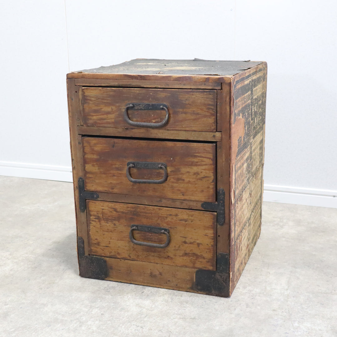 小箪笥 和家具 昭和レトロ 行商箪笥 3段 小家具 古道具 木製 