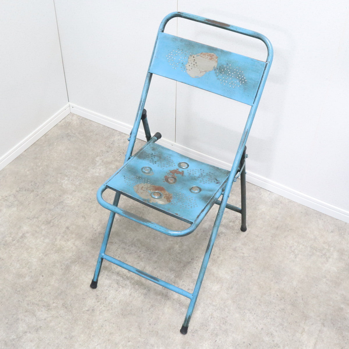 アメリカヴィンテージ パイプ椅子 チェア アイアンチェア ブルー