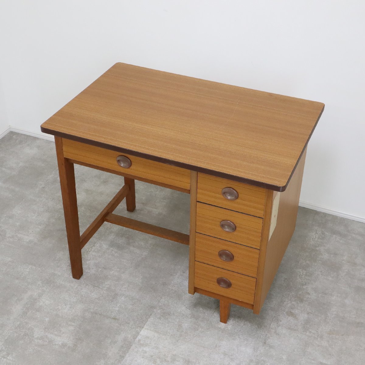 vintage 引出し付テーブル(デスク) ヴィンテージ古家具昭和レトロ 勉強机 昭和レトロ 古家具 ヴィンテージ 学習机 引き出し 木製
