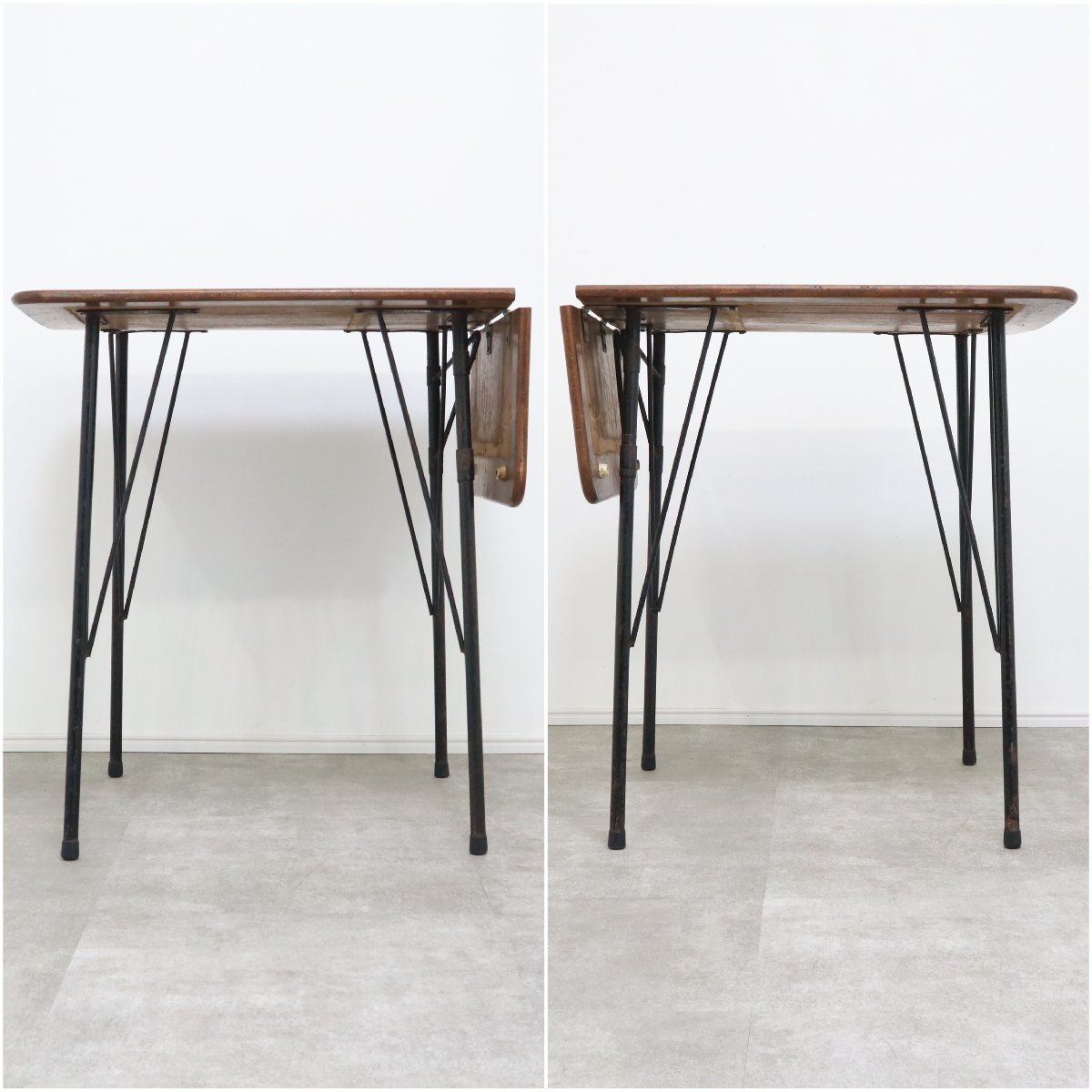 ヴィンテージテーブル ダイニングテーブル 鉄脚 コンパクト 折り畳み天