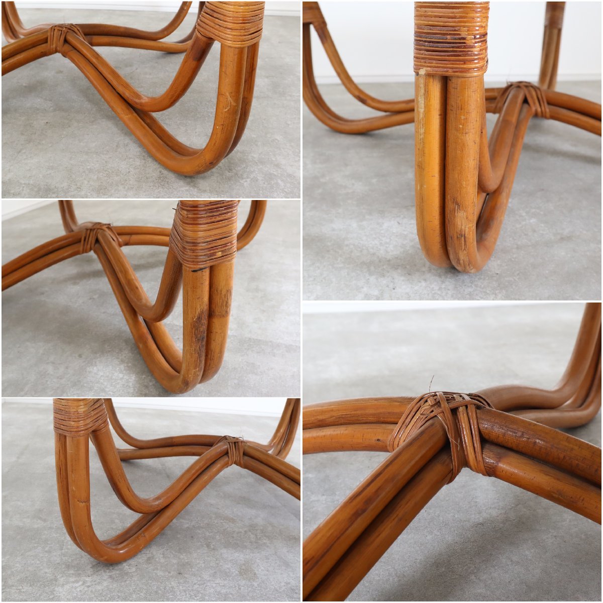 引取限定】ラタン ガラステーブル ローテーブル センターテーブル 籐