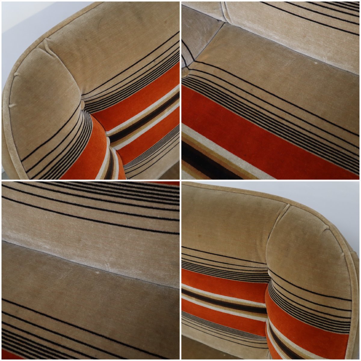 1人掛けソファ 昭和レトロ ストライプ ヴィンテージ モケット 1Pソファ