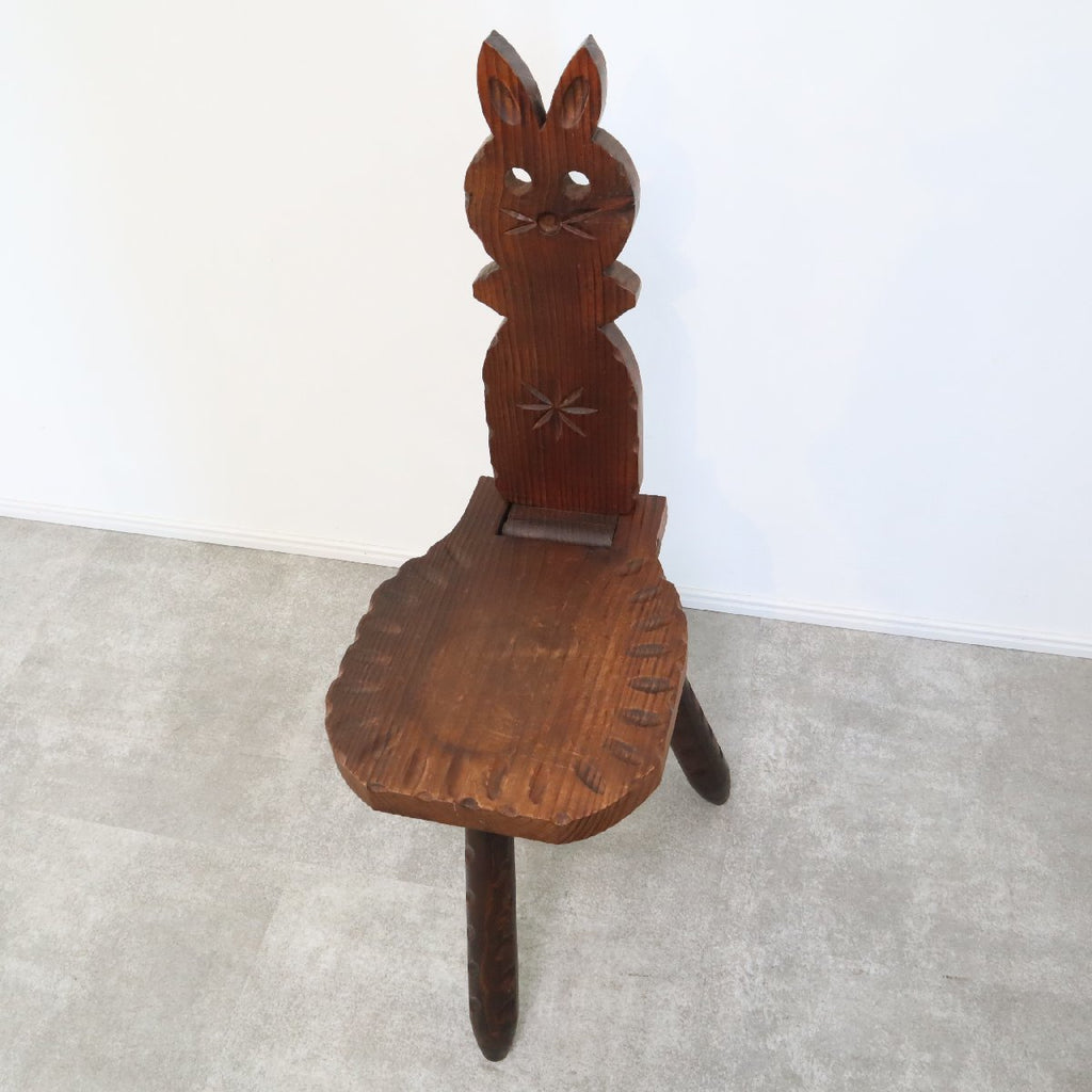 アンティーク椅子【スペイン製】木製三脚タイプ ヴィンテージチェア 