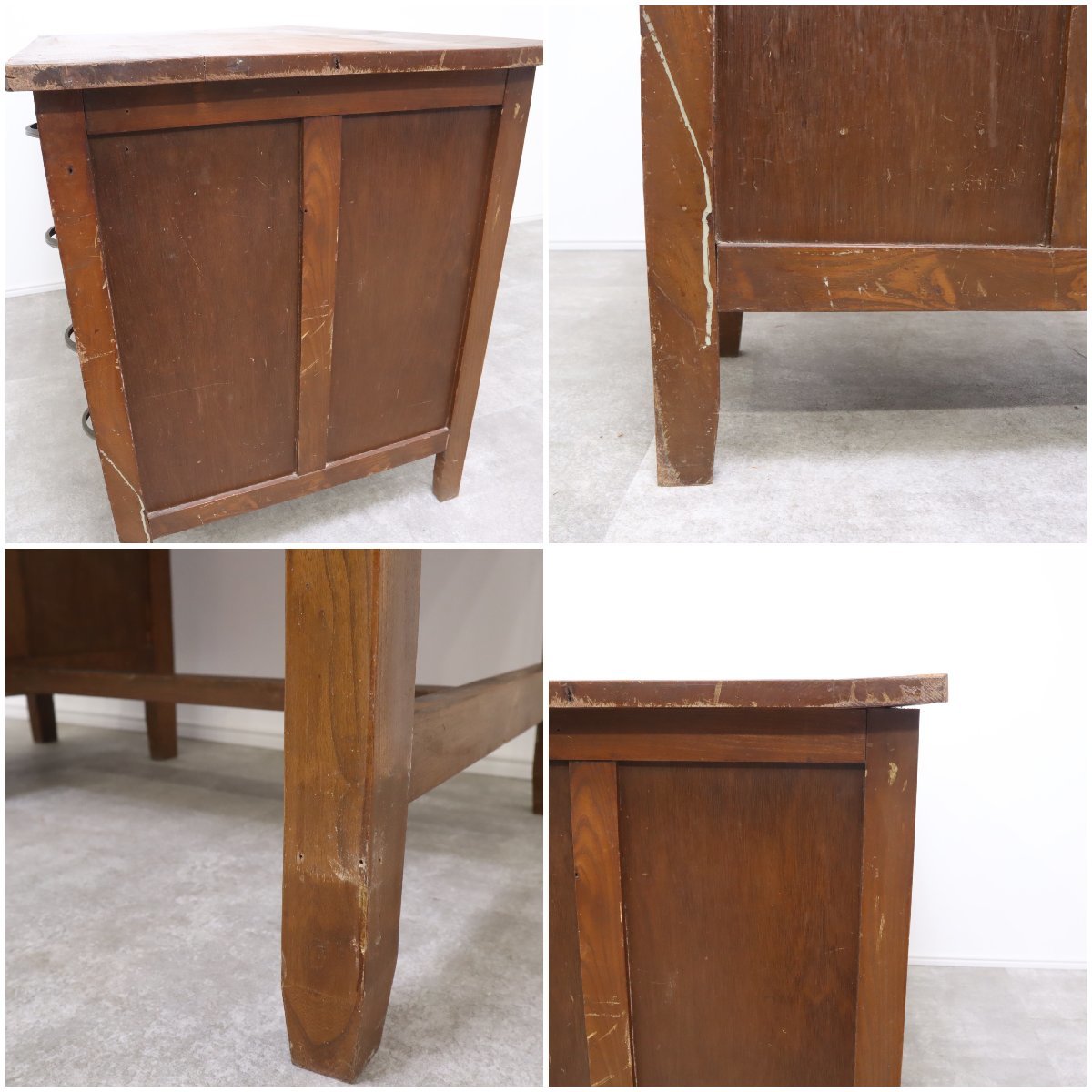 木製デスク 昭和レトロ 学習机 事務机 作業台 片袖机