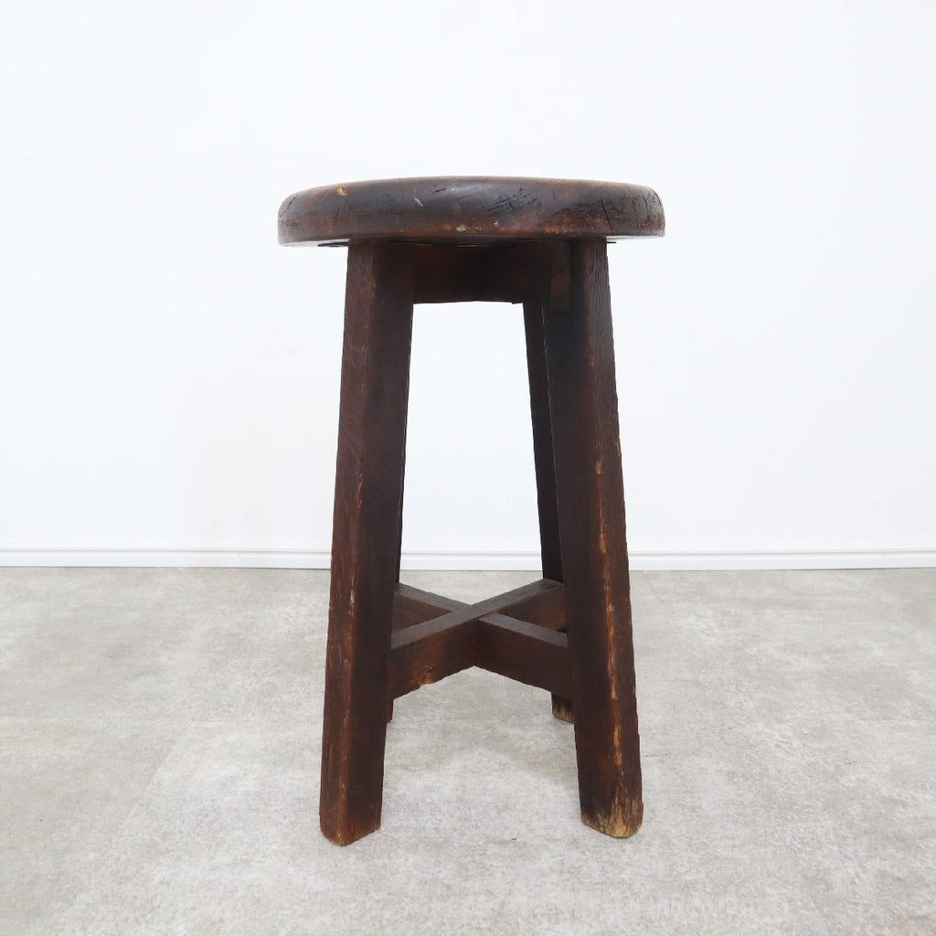 木製 スツール レトロ 丸椅子 古道具 古家具 ① - スツール
