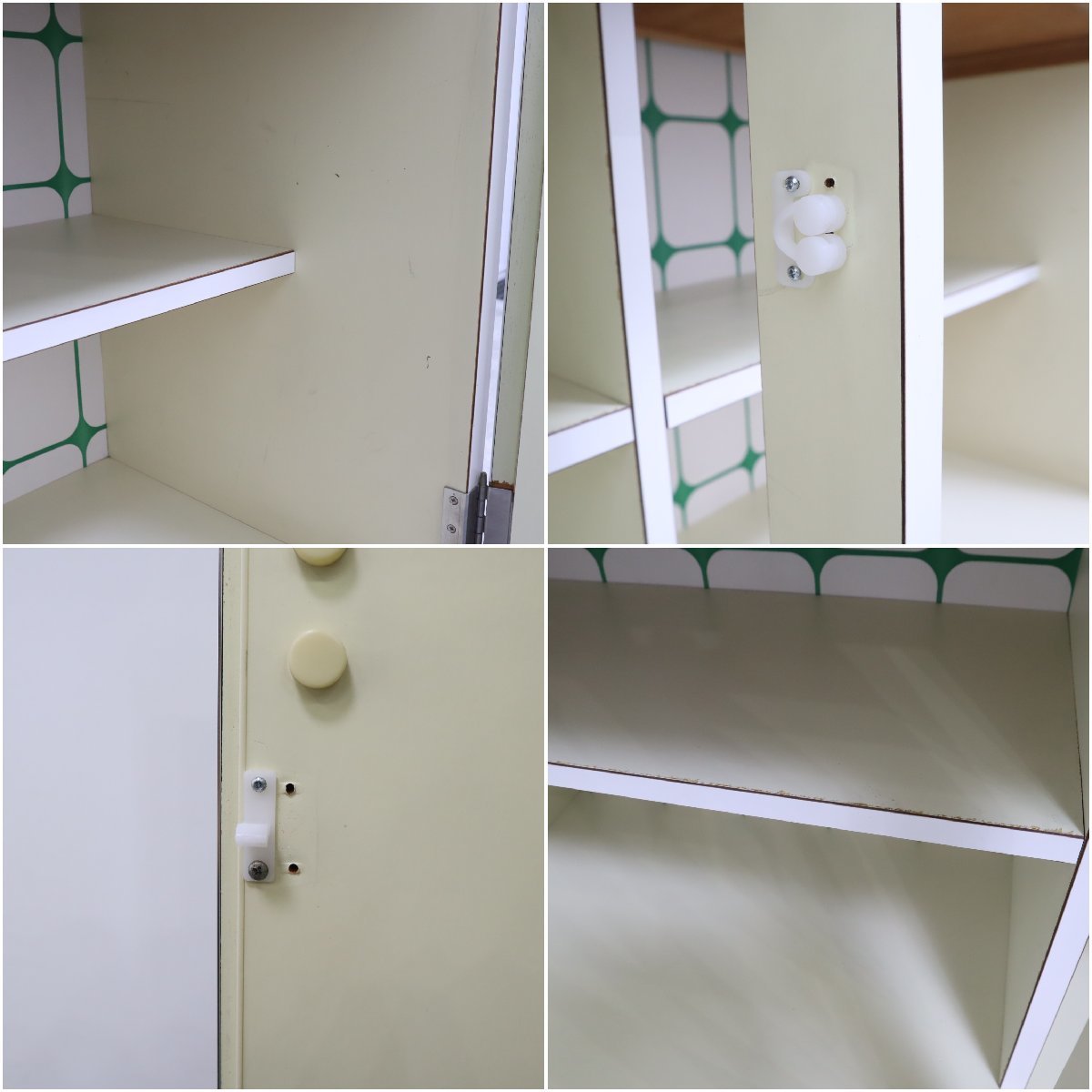 食器棚 昭和レトロ レトロポップ グリーン アーチ窓 幾何学模様