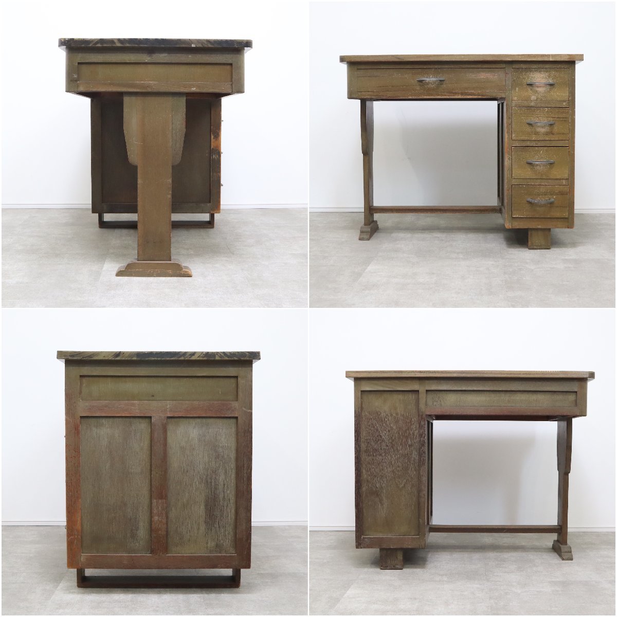 木製机 デスク 勉強机 昭和レトロ 片袖机 ヴィンテージ 引出し 学習机