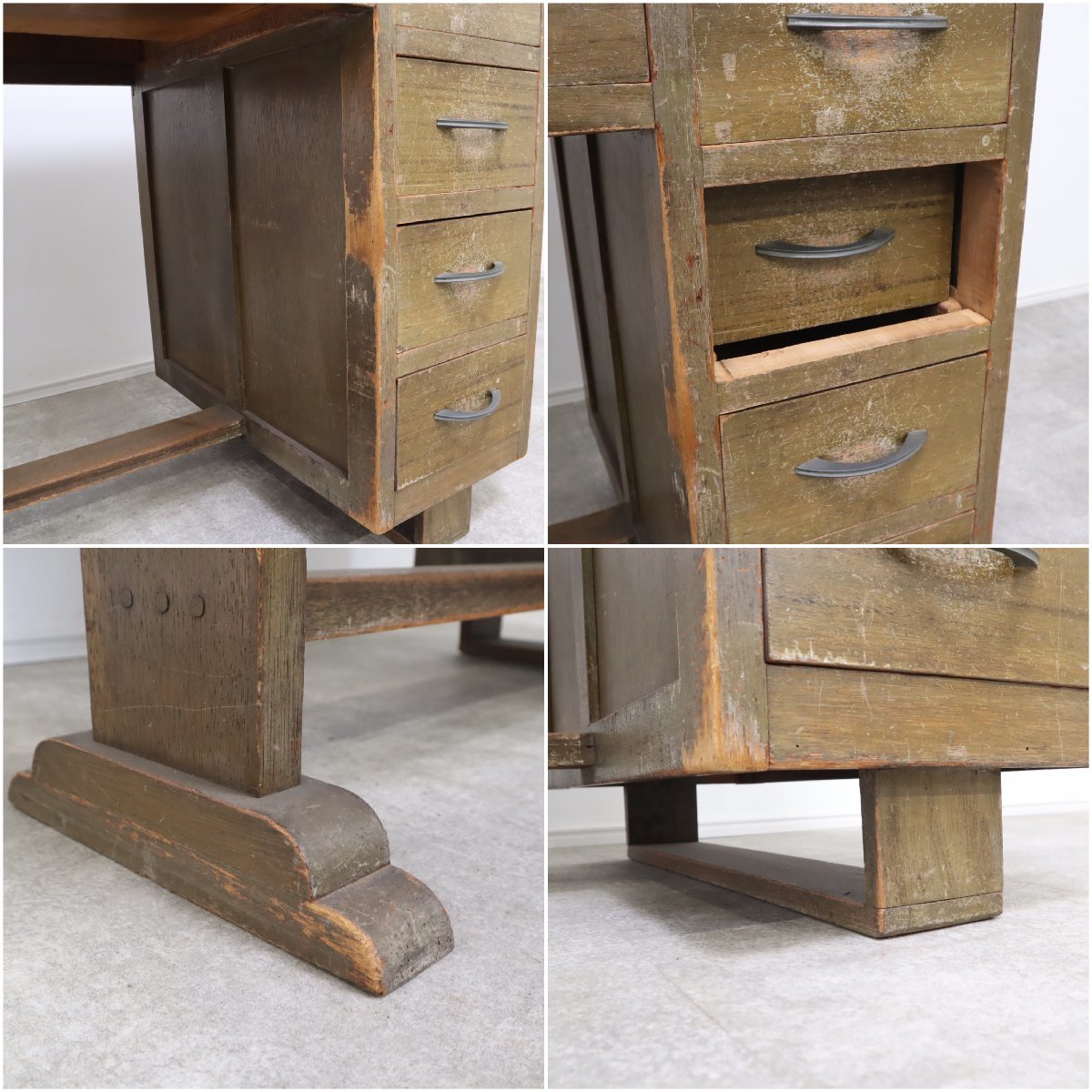 木製机 デスク 勉強机 昭和レトロ 片袖机 ヴィンテージ 引出し 学習机