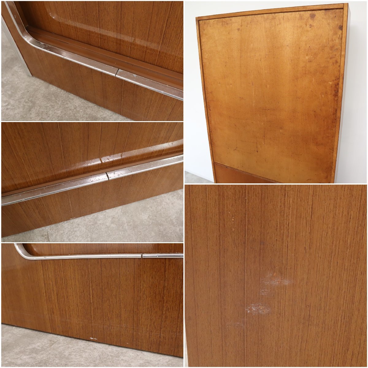 食器棚 昭和レトロ レトロポップ 木目調 オレンジ アーチ窓 収納棚