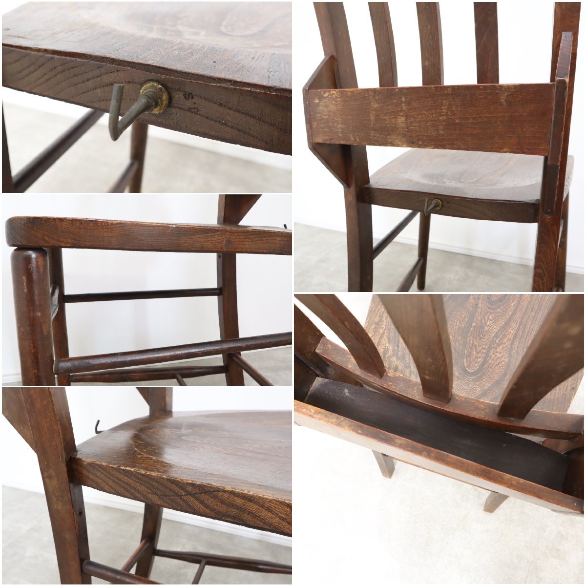 アンティーク チャーチチェア 教会 椅子 木製 ダイニングチェア 英国