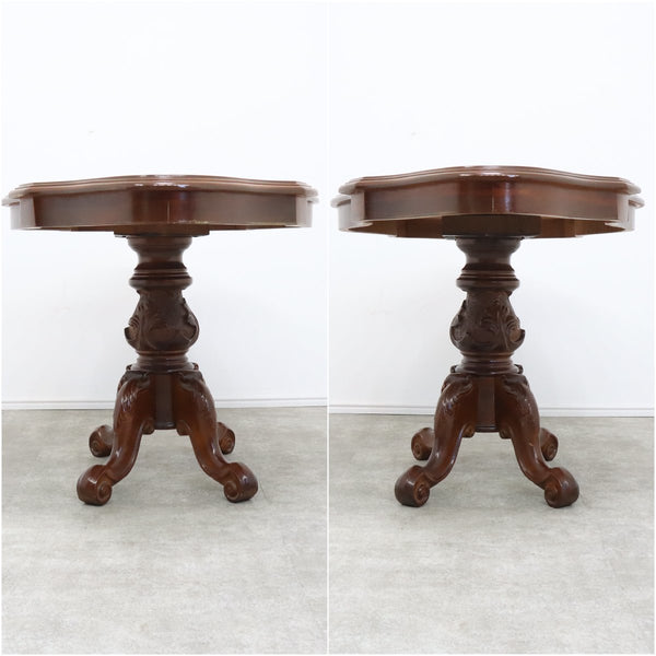 アンティーク調 サイドテーブル クラシカル 象嵌細工 彫刻 木製 バルボスレッグ