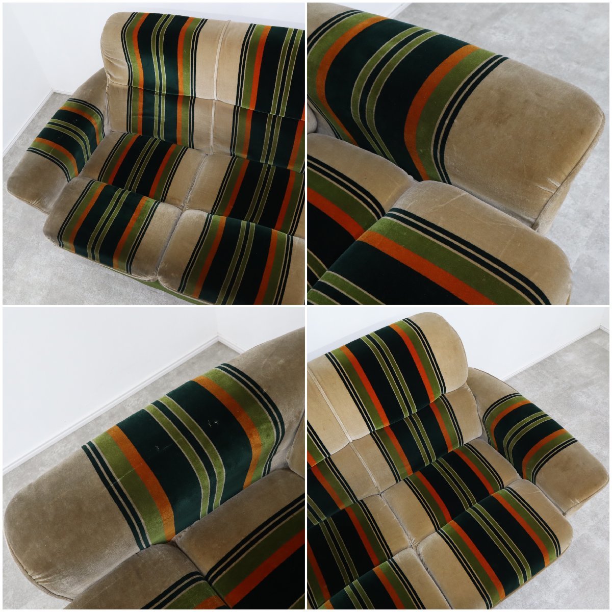 レトロポップ ソファ 昭和レトロ ストライプ ヴィンテージ 3人