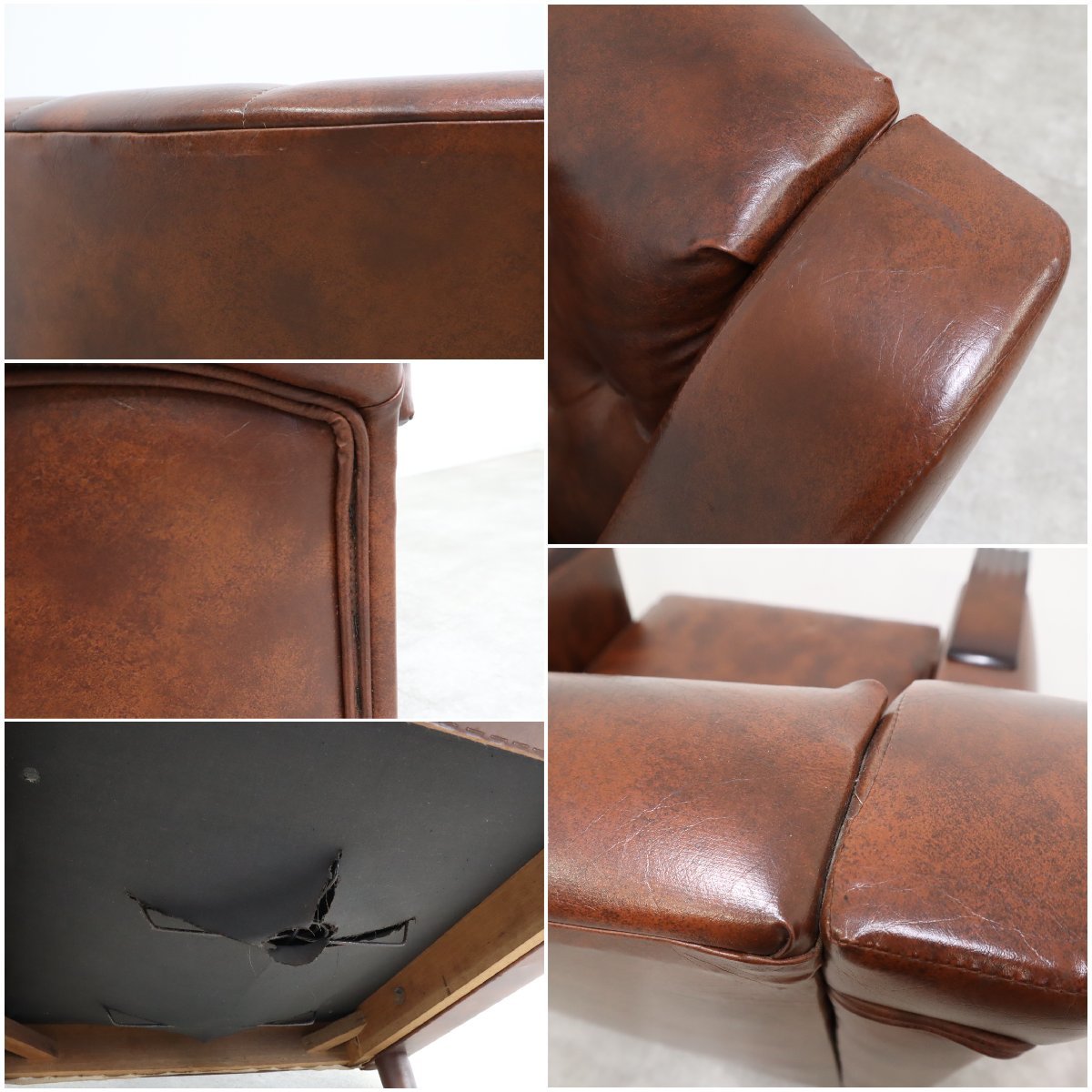 1人掛け ソファ 昭和レトロ 応接 ブラウン 1P 肘掛け ソファ ブラウン