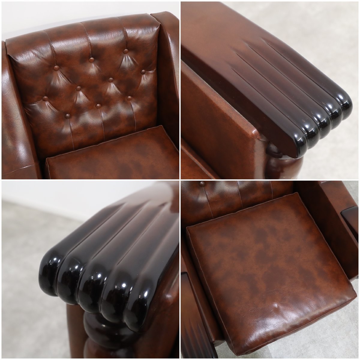 1人掛け ソファ 昭和レトロ 応接 ブラウン 1P 肘掛け ソファ ブラウン