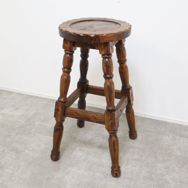 ヴィンテージ調 カウンターチェア 椅子 木製 ハイチェア 彫刻【11B2210070】