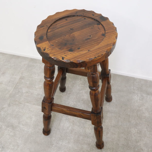 ヴィンテージ調 カウンターチェア 椅子 木製 ハイチェア 彫刻【11B2210070】