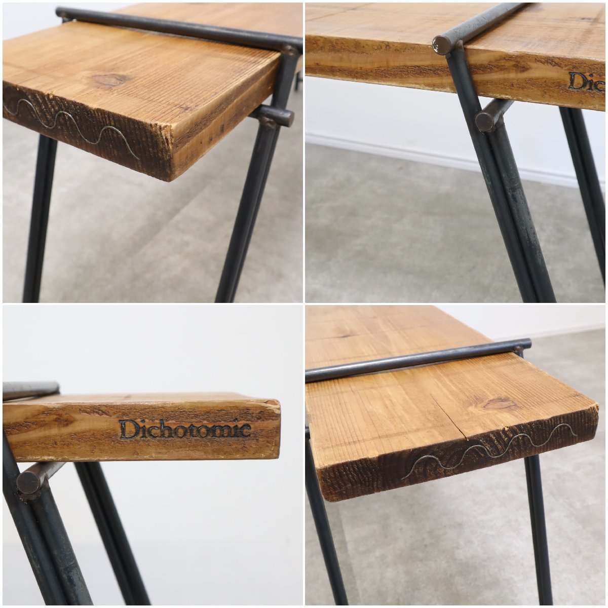 DICHOTOMIC ディコトミック 古材アイアン組み立てローテーブル 無垢古材 エフクランプレッグローテーブル - DICHOTOMIC ディコ