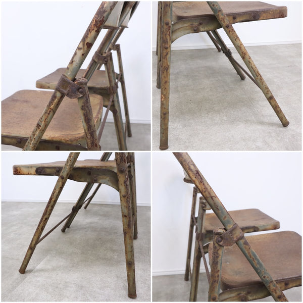 ヴィンテージ パイプ椅子 フォールディング チェア 折り畳み椅子 インダストリアル 工業系 アイアン