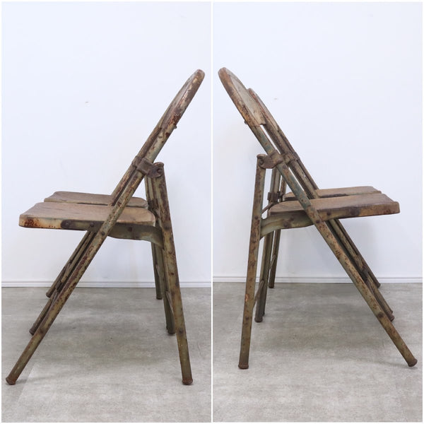 ヴィンテージ パイプ椅子 フォールディング チェア 折り畳み椅子 インダストリアル 工業系 アイアン