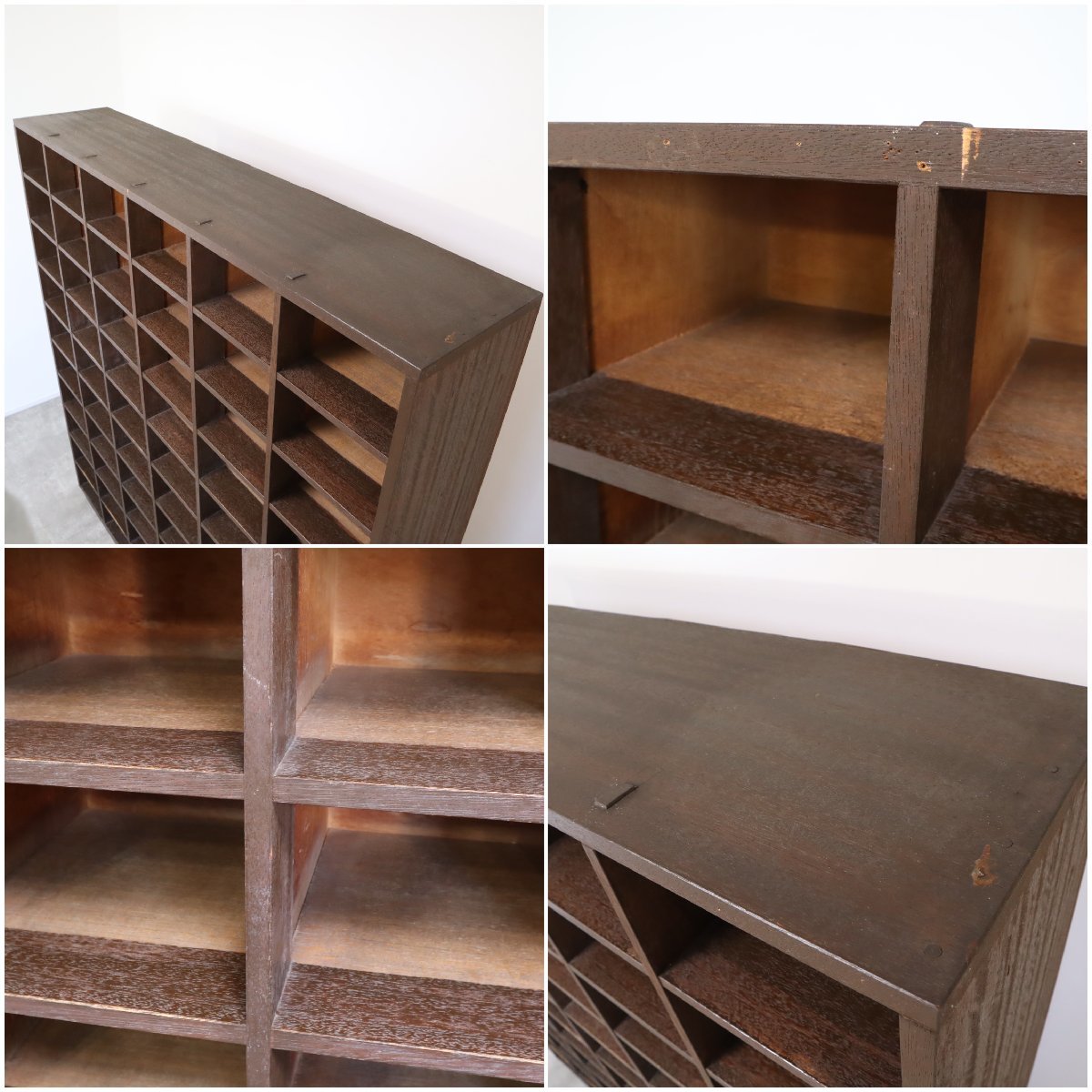 昔の学校にありそうな木製のレトロな下駄箱【12A2211042】 – バナル