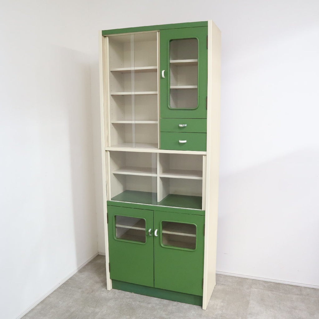 レトロポップ 食器棚 飾り棚 本棚 グリーン基調主な素材木 - キッチン収納