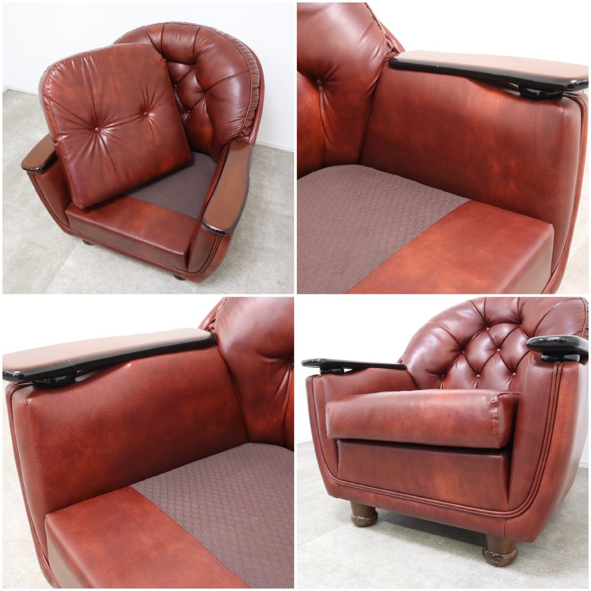 上品なワインレッドの昭和レトロな1人掛けソファ No.3 – バナル