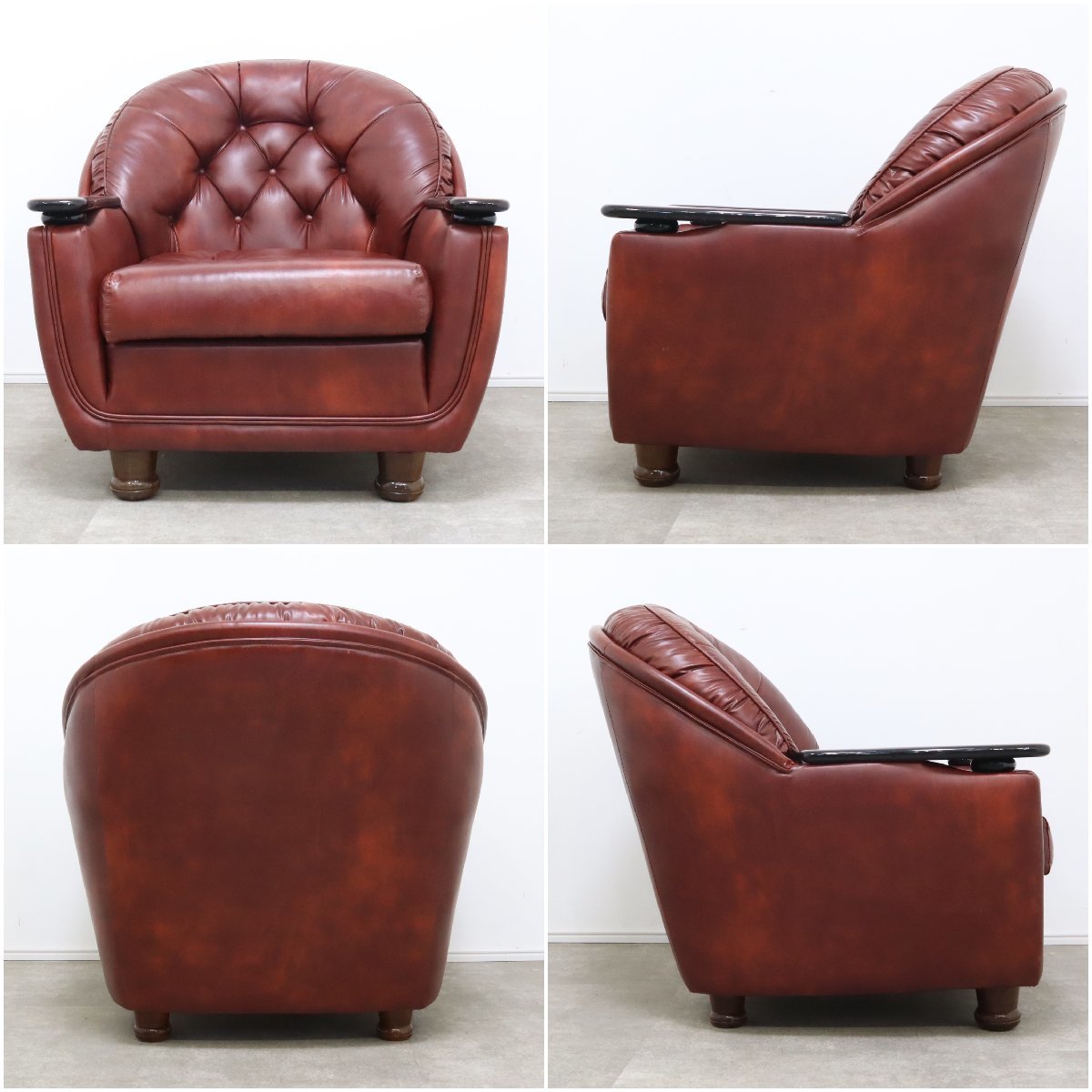 上品なワインレッドの昭和レトロな1人掛けソファ No.3 – バナル