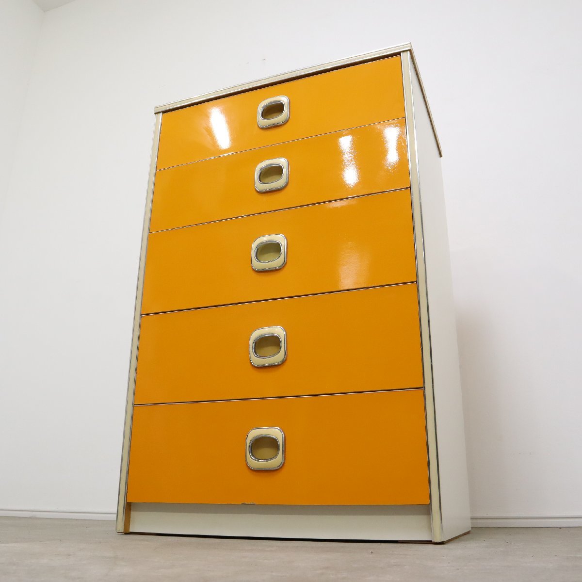 昭和レトロポップ　5段　カラーチェスト スペースエイジ オレンジ オレンジ チェスト 収納 昭和レトロ レトロポップ インテリア