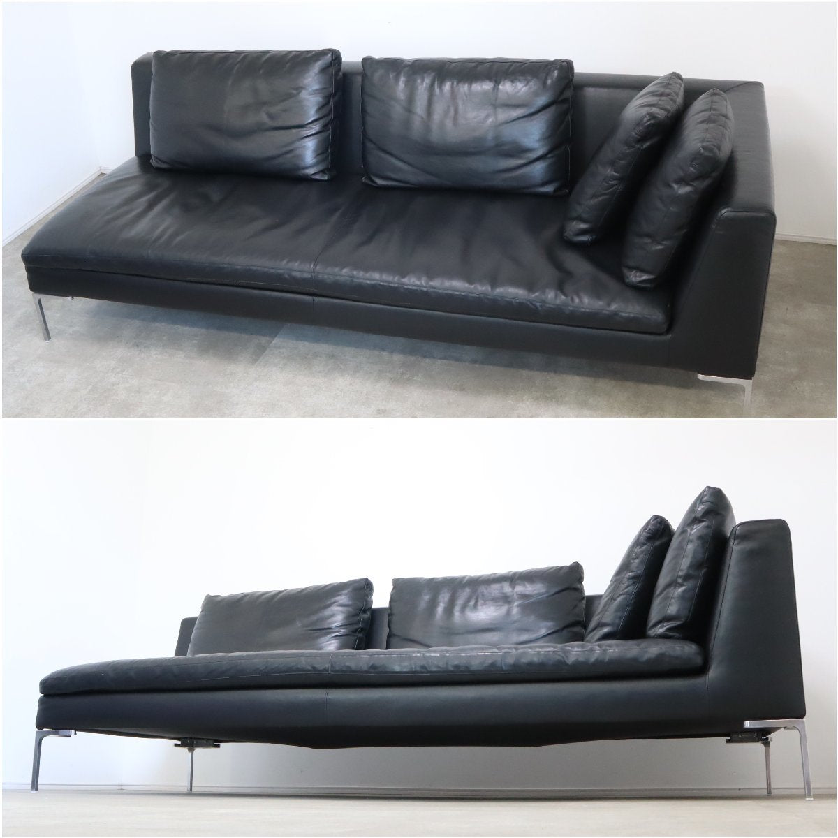 B&B ITALIA Maxalto マクサルト「Charles/チャールズ」黒本革で重厚感